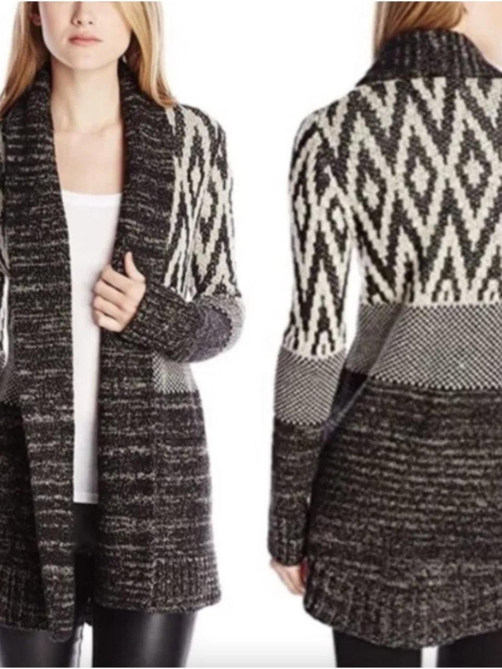 Lucky Brand Patterned Shawl Collar Cardigan